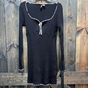 Divided H&M Ribbed Jersey Dress XL Black Stretch Whimsigoth Grunge Coquette Girl